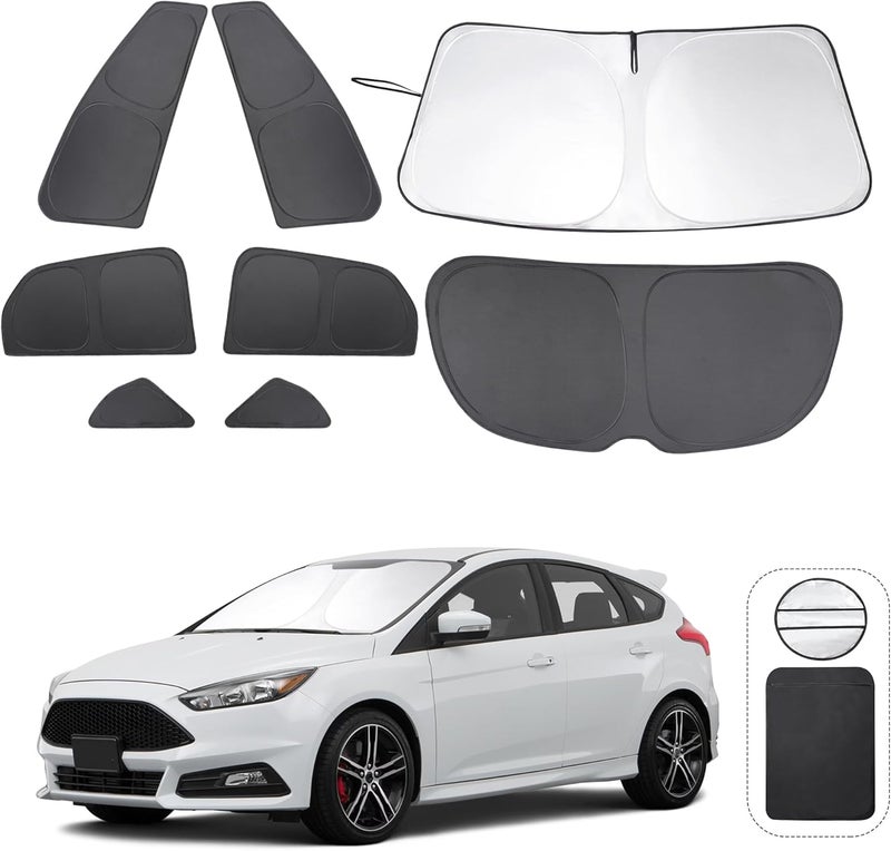 TINGLU Window Shades for Ford Focus 2014-2018 Hatchback Accessories Car Side Full Windows Rear Triangular Windshield Sun Shade Sun UV Rays Privacy Protection 8PCS - Image 1